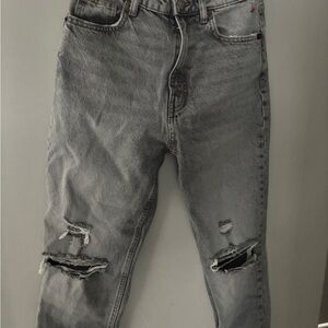 Zara Gray Relaxed Distressed Jeans